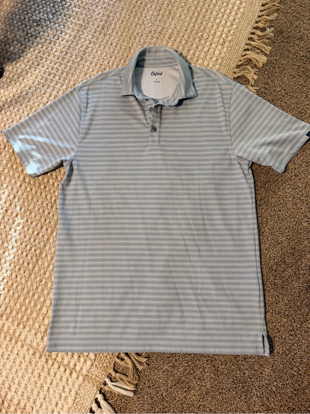 Oxford Pale Blue Striped Polo Lg